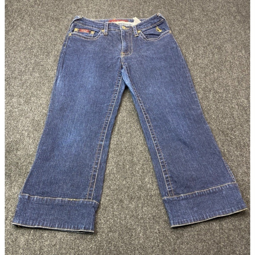 Baby Phat Capri Jeans Women 7 Blue Dark Wash Embroidered Y2K CIC021RS